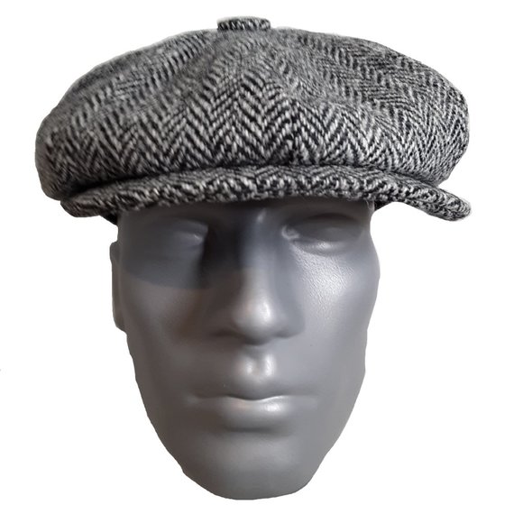PEAKY BLINDERS Hartside Harris Tweed® Newsboy Cap HS28 in GRAY-BLACK - PICK SIZE - Picture 4 of 12